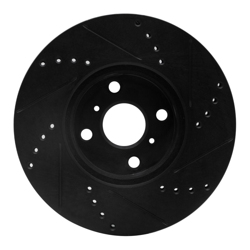 Toyota Yaris Brake Rotor (1) - Front Left - R1 Concepts - Drilled & Slotted - Black - `12-`18